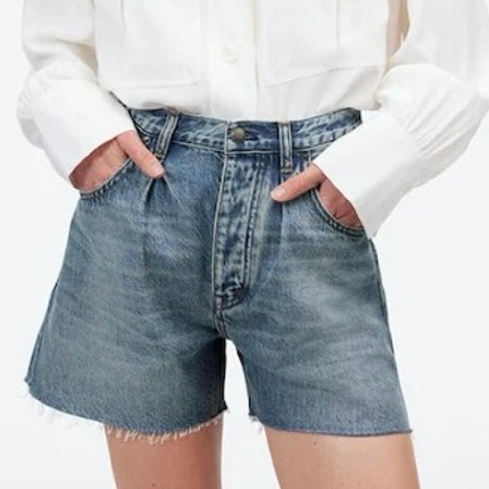 Madewell Pleated Low Slung Airy Denim Jort Shorts 25 Women’s Billings Wash NU166